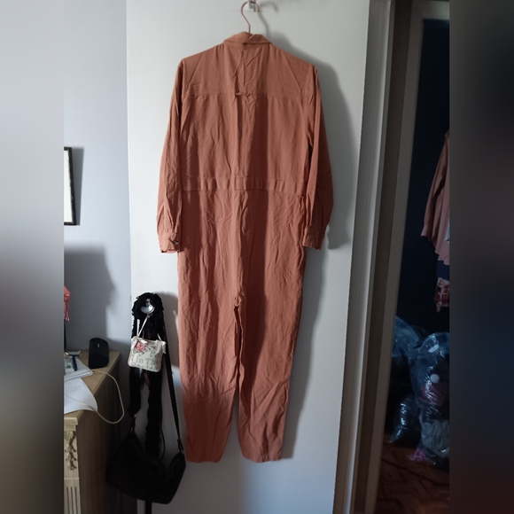 DOEN Raw Silk Serre Terracotta Rose Utility Jumpsuit M - Picture 6 of 6